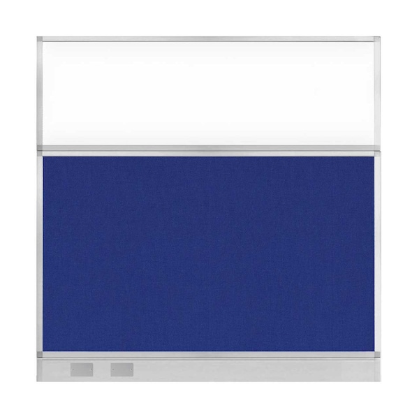 Hush Panel Configurable Cubicle Partition 6' x 6' Royal Blue Fabric Clear Window w/ Cable Channel